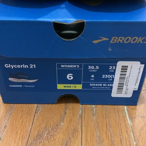 Women’s Brooks Glycerin 21 Blue Running Shoe Size 6 Wide EUC - Picture 5 of 7